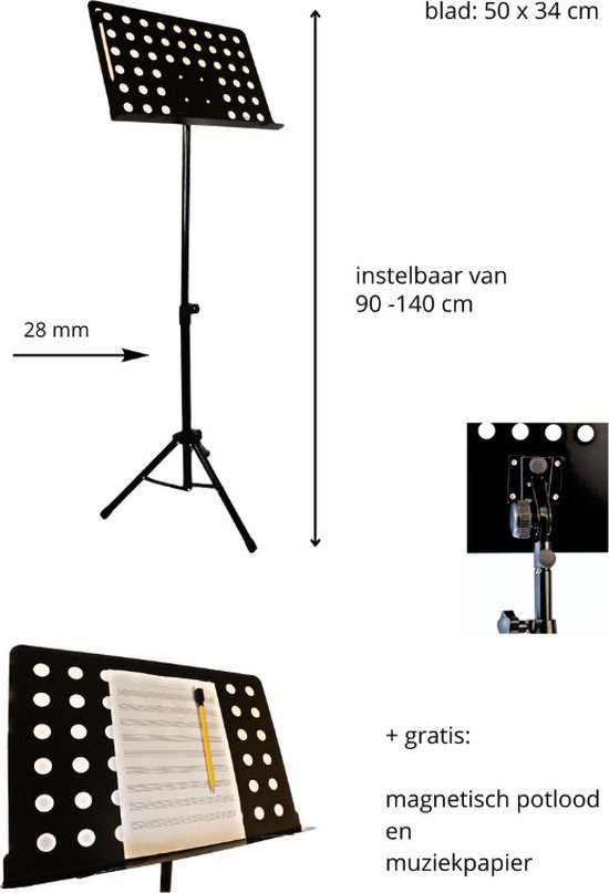 lessenaar-bladstandaard-met-specter-notatie-papier-en-potlood-bol