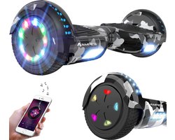 Ampes Hoverboard - Bluetooth Speaker - 24V 4.0 Ah Accu - Oxboard - 12 km/h - UL2272 Gecertificeerd - LED Verlichting - Anti lek banden - Belastbaar tot 120KG - 6.5 Inch - Inclusief Draagtas - 700W - Camouflage