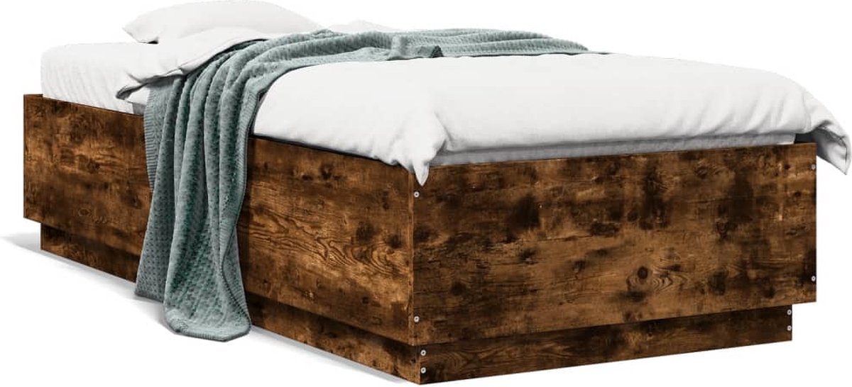 vidaXL Bedframe bewerkt hout wit 90x200 cm, slaapkamermeubel, bedmeubel, bed, slaapmeubel, bed frame, 1persoonsbed, eenpersoonsbed