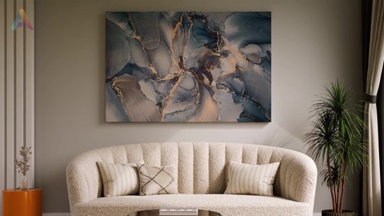 Artaza - Peinture sur toile - Art abstrait de Luxe - Zwart avec or - 120 x 80 - Groot - Photo sur toile - Impression sur toile
