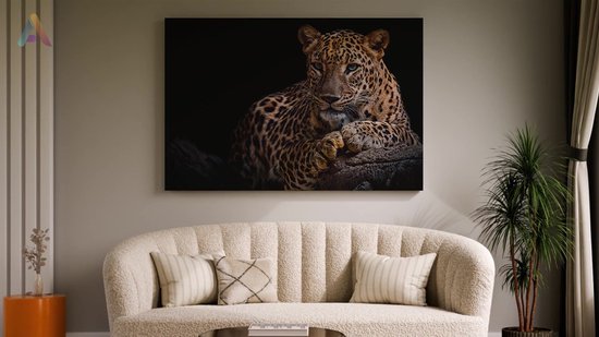 Artaza - Peinture sur toile - Léopard aux yeux bleus - 120 x 80 - Groot - Photo sur toile - Impression sur toile