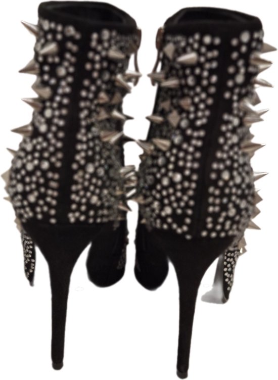 RUON- BOTTINES EROTISC- CLOUS SIVER- TALON 9 CM-36