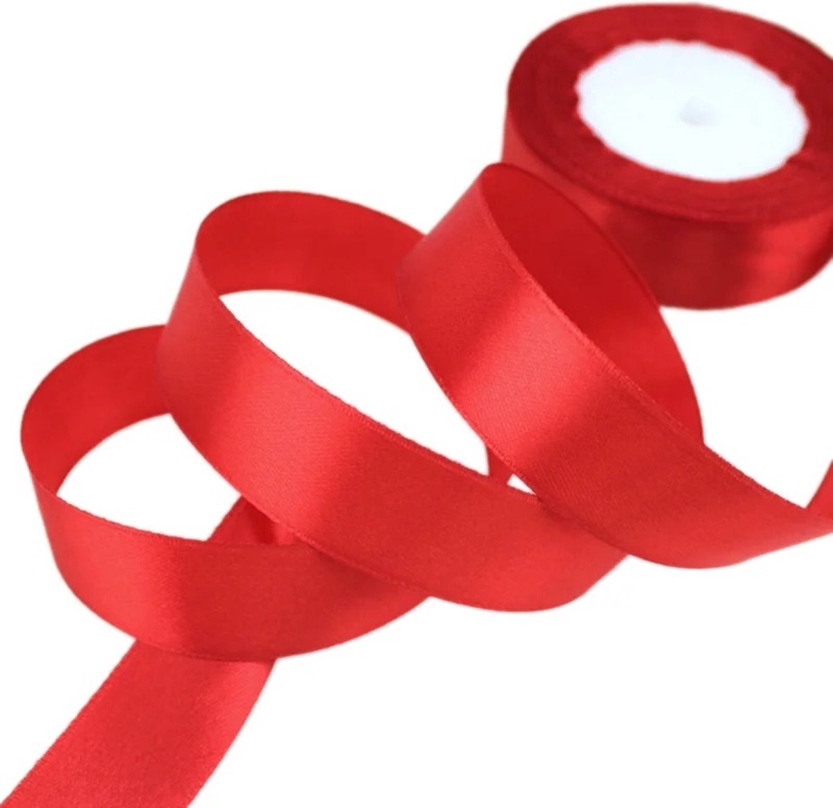 WiseGoods Premium Satijn Lint 25mm - Pastel Kleuren Linten - Hobby Accessoires - DIY - Knutselen - Knutsel Ribbon - Rood - 22M
