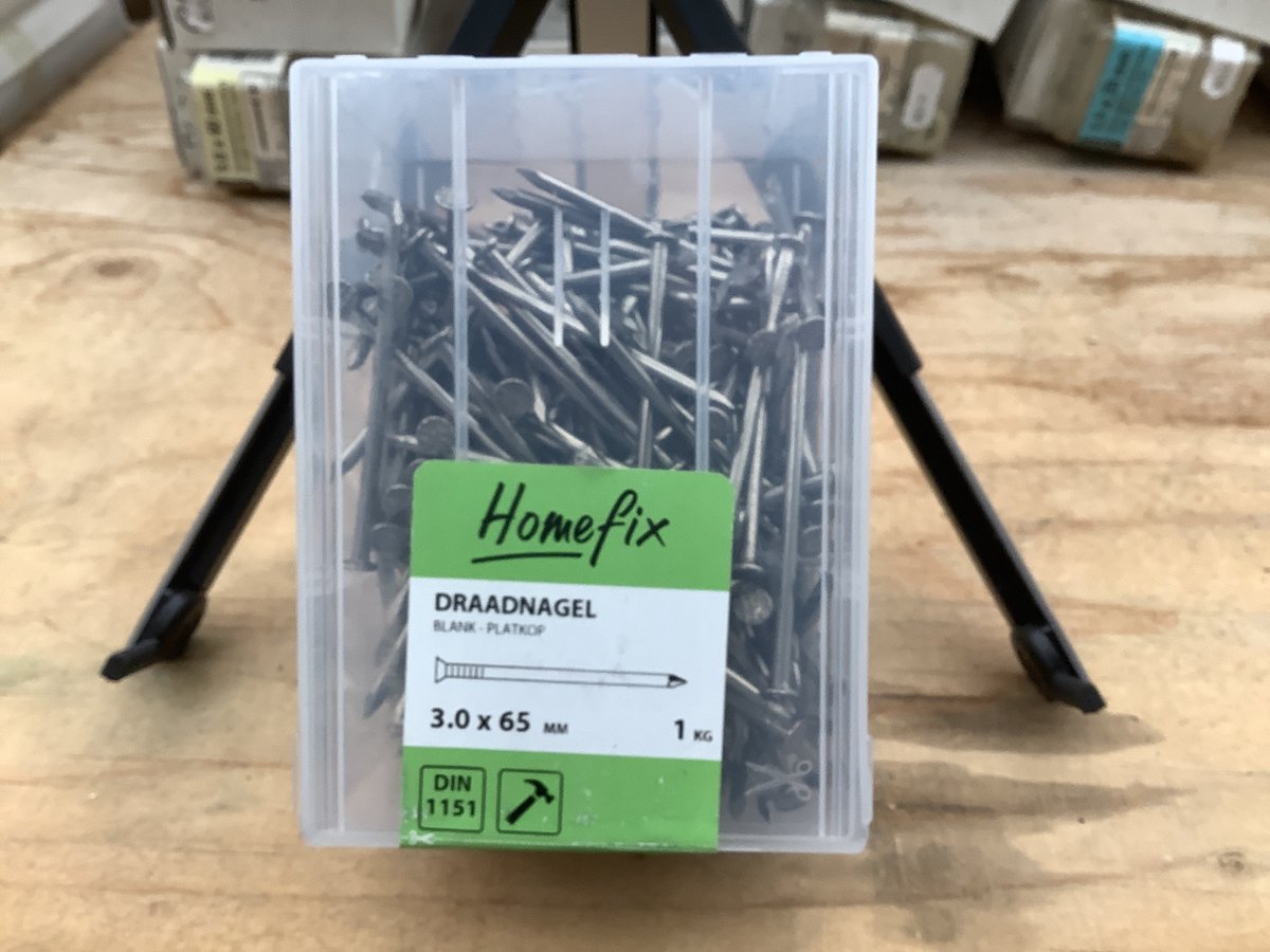 Draadnagels 3.0 x 65mm. Lang. Blank platkop. 1 kilo spijkers. Homefix.
