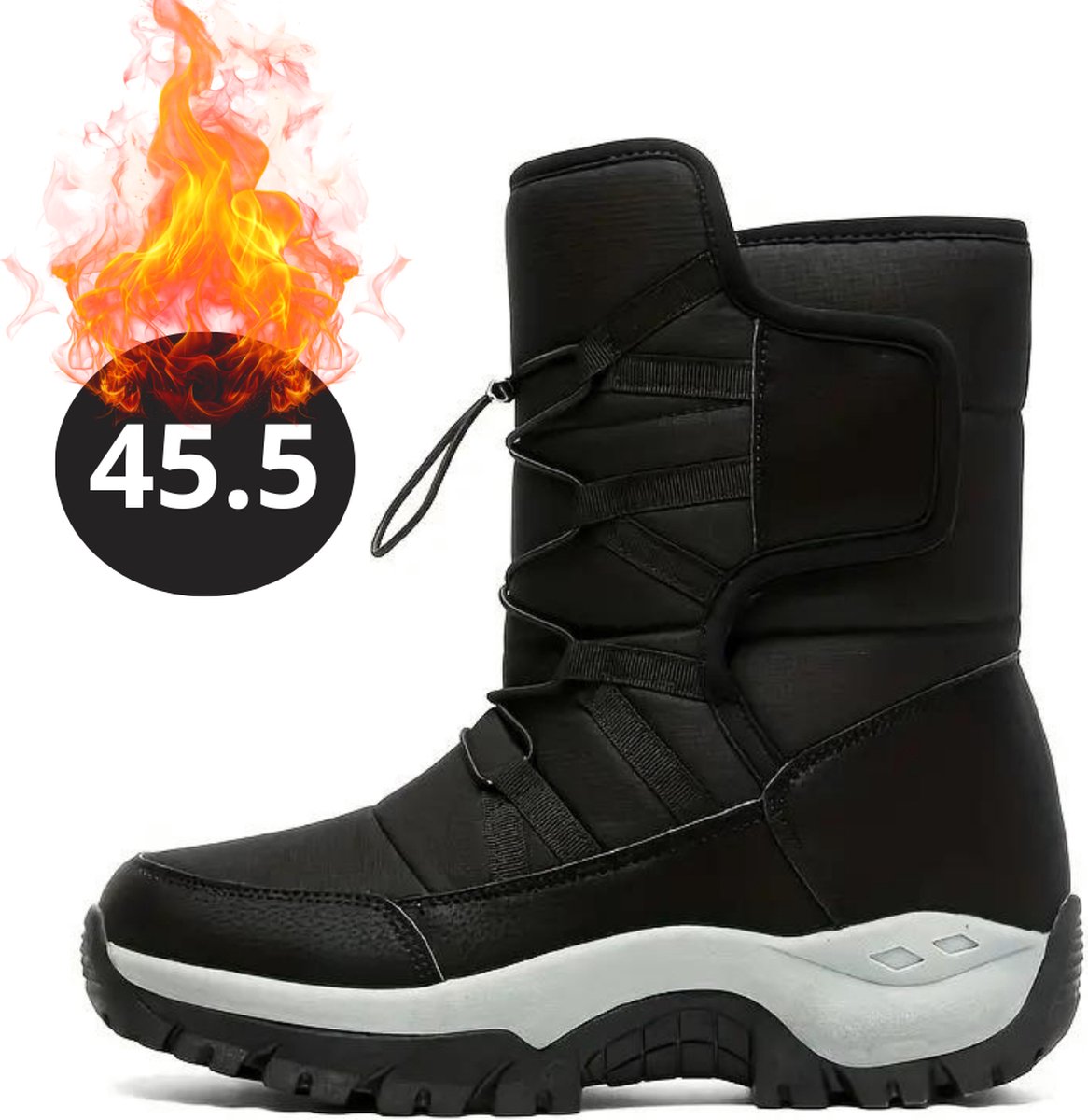 Nivard Snowboots Sneeuwschoenen Sneeuwboots Heren Wintersport Ski Skischoenen – 45.5 Fleece Zwart