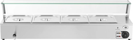Bain Marie - 4 GN 1/2 containers - Aftapkraan - Glasbeschermer - Royal Catering — afbeelding 5