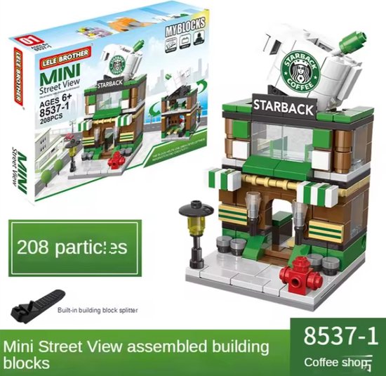 Huis Bouwstenen Mini City Store Street View Spel ´Starback´ Kinderspeelgoed voor Jongens En Meisjes Leuk Geschenk Compatibel Met Lego (Building Blocks)