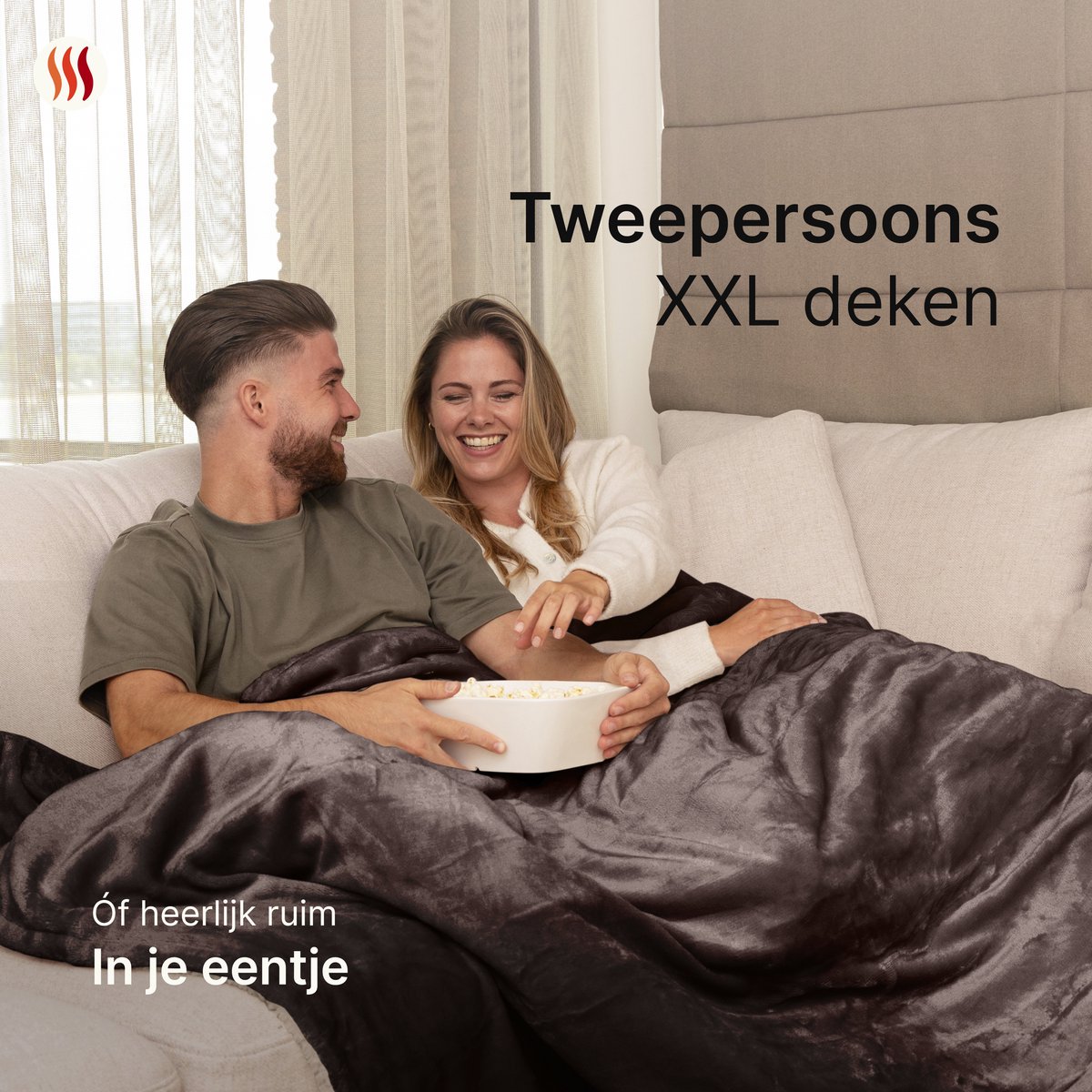 Seranova Elektrische Deken XXL - Extra Warmtedraden - Premium Model - 180x160 cm - 2 persoons Warmtedeken - Dubbelzijdig Fleece Sherpa - Kastanjebruin – foto 8