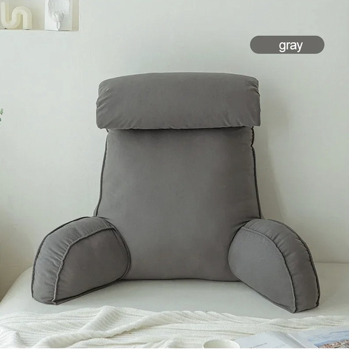 SteeFly® Superzacht Chill Kussen Grijze Kleur - Driehoek Kussen - Lees Rugleuning - Ondersteunend Slaapkussen - Voor Op Bed