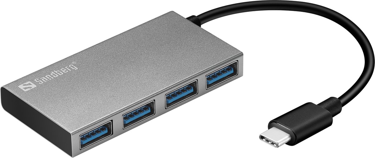 Sandberg - 136-20 - USB-C naar 4x USB 3.0 - Hub - Grijs