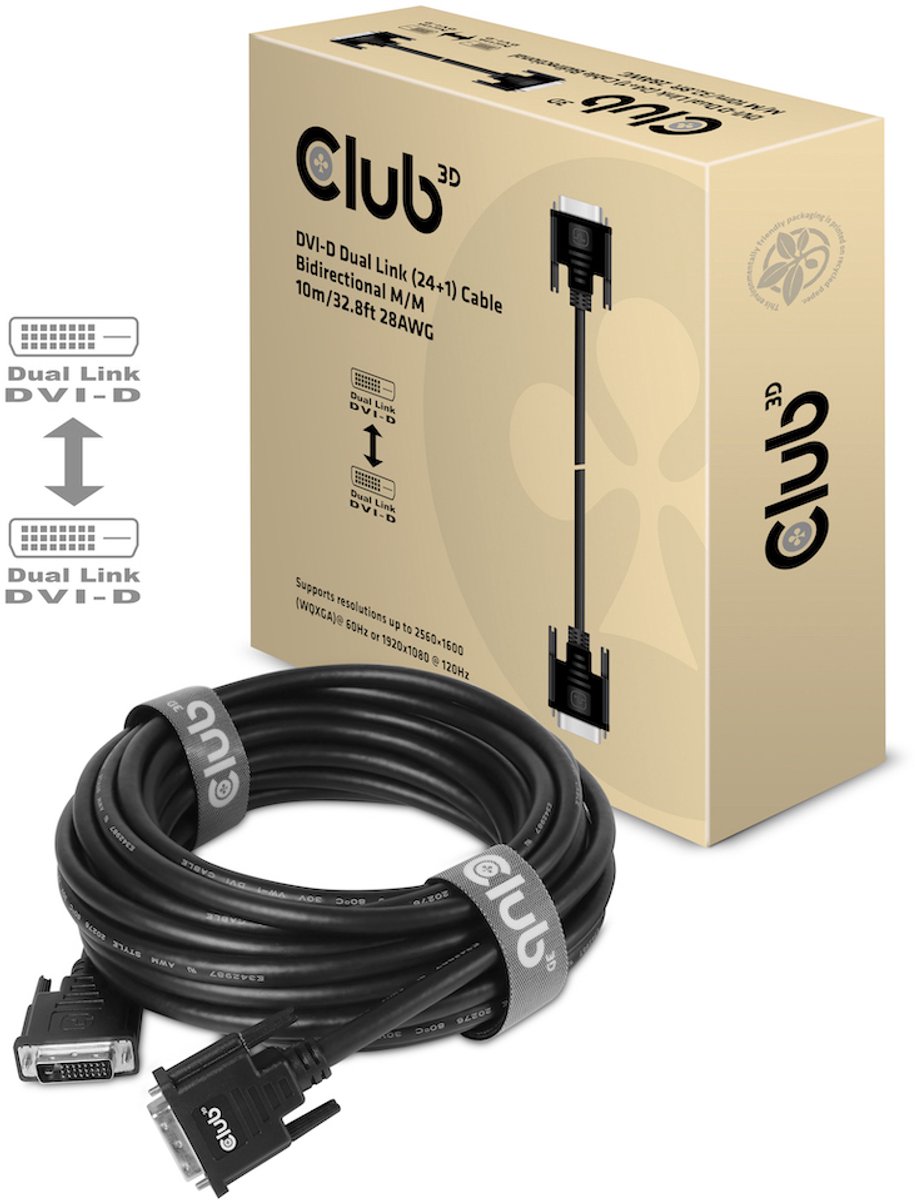 Dvi-D Dual Link (24+1) Cable Bi Directional M/M 10M 32.8 Ft 28Awg