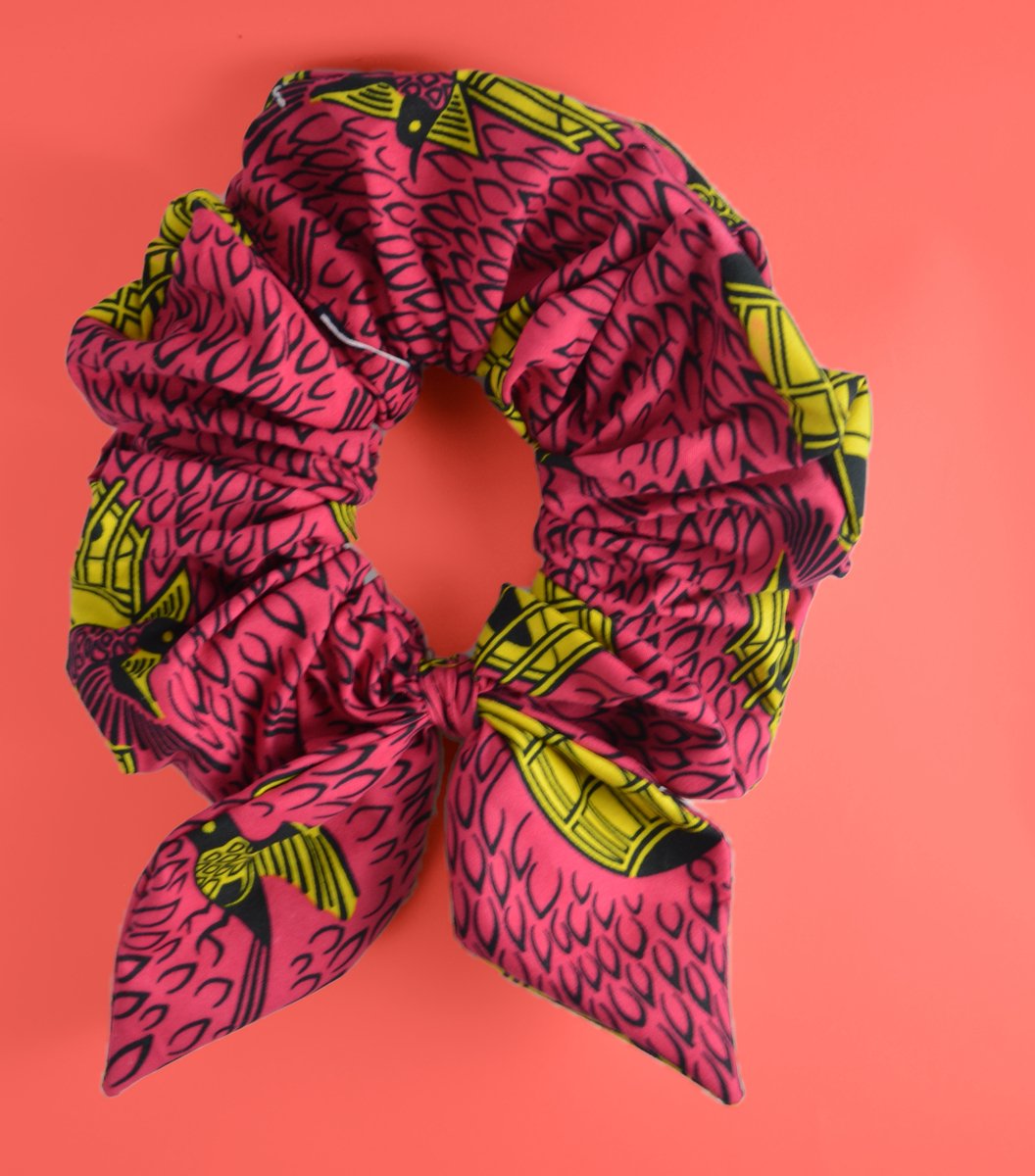 XXL Scrunchie met Bunny Ears - Yellow Birdcage