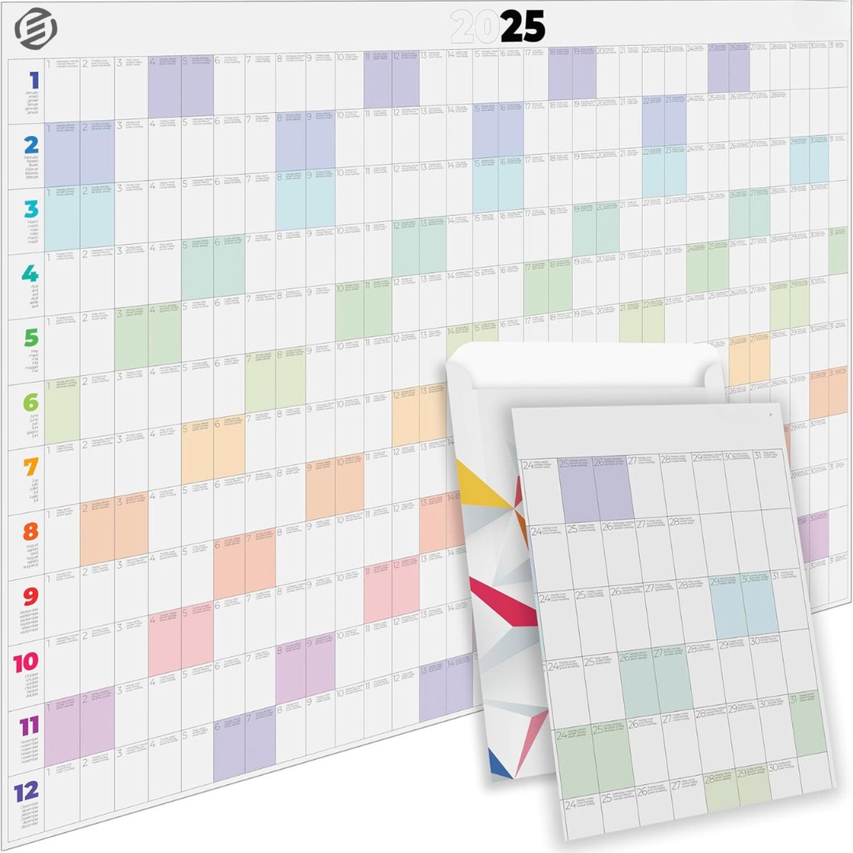Equivera Jaarkalender 2025 - Maandkalender - Jaar Kalender - Jaarkalender - Jaarplanner - Kalender 2025