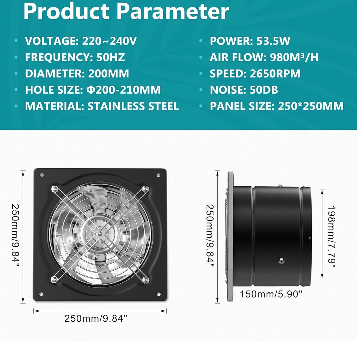 FanGoFast Rookafzuiging, buisventilator, 100 mm, inline kanaalventilator, afvoerventilator, 230 V, stil, met IEC-stopcontact, EU-stekker 1,5 m EU- netsnoer, voor badkamer, kantoor, groeiruimtes