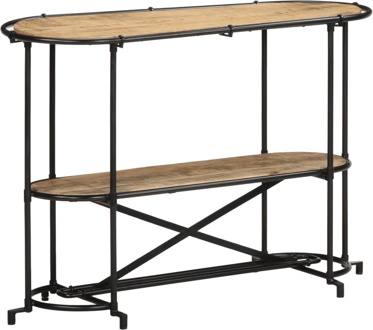 vidaXL Wandtafel - 110x42x76 - cm - massief - ruw - mangohout bruin en zwart