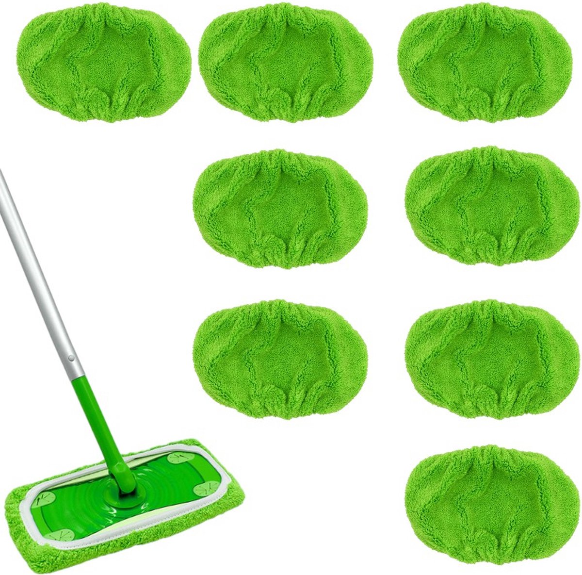 Goedkoopste 8 stuks - Navulling dweilpads voor Swiffer Sweeper-moppen - nat en droog voor thuisreiniging - Wasbare dweilpads van microvezel - geschikt voor alle vloertypes - 25 x 11,5 cm