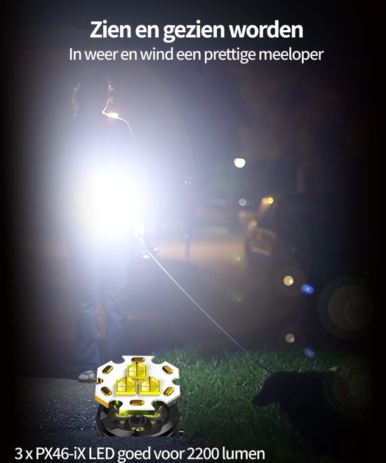 Zaklamp LED Oplaadbaar met 4 Standen - 2200 Lumen - 4,5 Uur Accu - Militaire Behuizing - Waterdicht IP65
