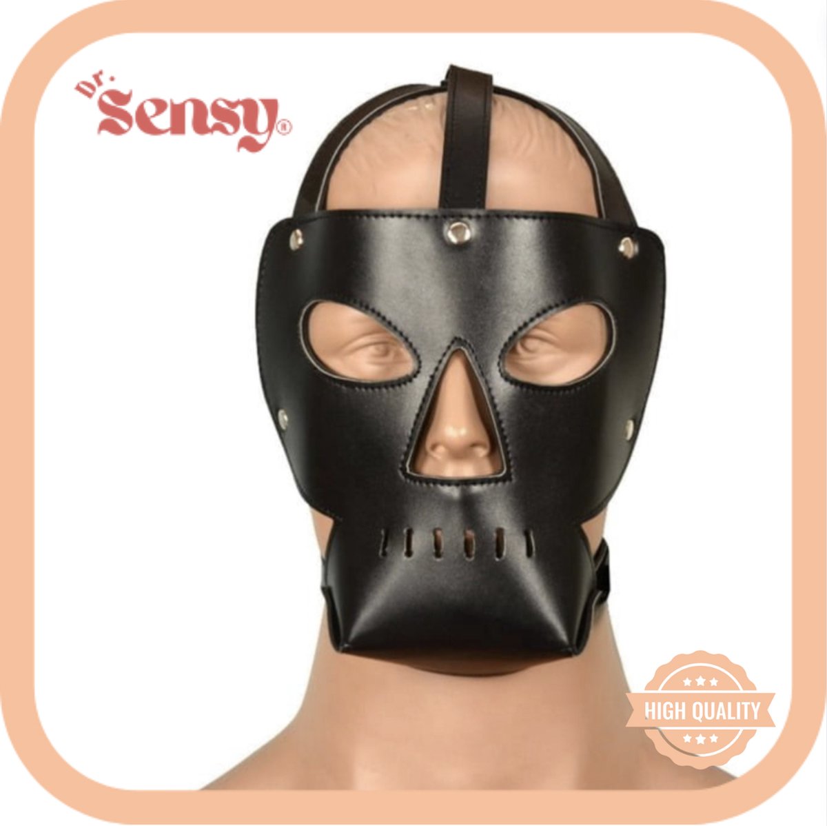Goedkoopste Dr. Sensy BDSM Masker Man - Zwart - Half Open - Kwalitatief PU Leer - Verstelbaar - SM - Rollenspel