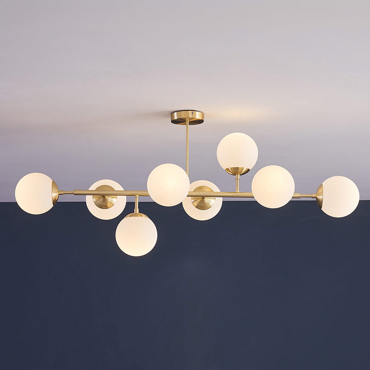 LumenXL - Design plafondlamp goud met melkwit glazen bollen - Osem