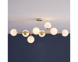 LumenXL – Design plafondlamp goud met melkwit glazen bollen – Osem