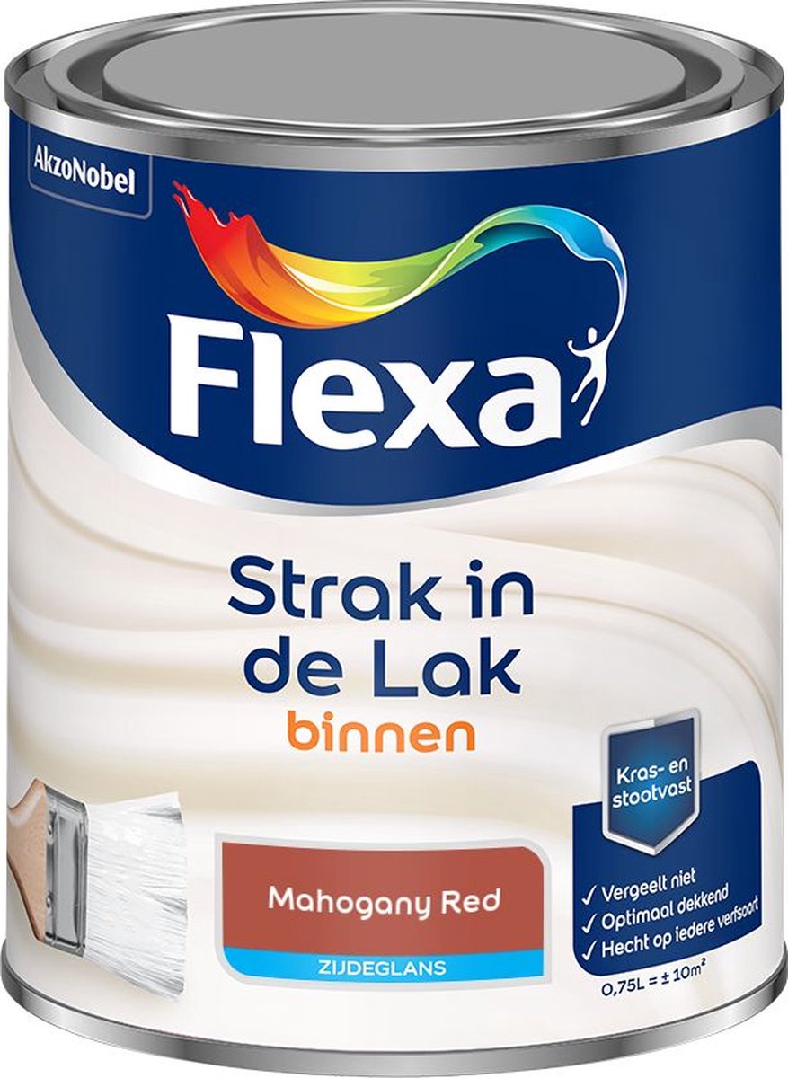Flexa - Strak in de Lak Binnenlak Zijdeglans - Mahogany Red - Kleur van het jaar 2025 - Mengverf - 0.75 L