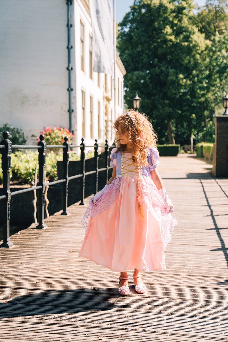 Het Betere Merk - Prinsessenjurk meisje - Roze / Paarse jurk - Verkleedkleding meisje - Carnavalskleding Kind - Kleed - Lange handschoenen - Haarband — afbeelding 6