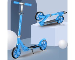 FOXSPORT Step - Draagkracht tot 150 kg - Opvouwbaar Step voor Kinderen/Volwassenen - voor Jongens en Meisjes - Drie instelbare hoogte-opties - PU-wielen van 20 cm - Step volwassenen met schokabsorptie - Blauw