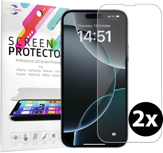 Screenprotector - Geschikt voor iPhone 16 Pro Tempered Glass - 2 stuks Extra Sterk – beschermglas