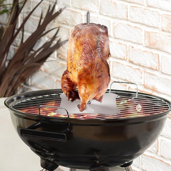 Verticale Spies voor Grill, Braziliaanse Verticale Spiesstandaard, Roestvrijstalen Verticale Spies met 3 Verwijderbare Spikes, Verticale Spiesstandaard voor Zelfgemaakte Shoarma,(Roestvrij staal