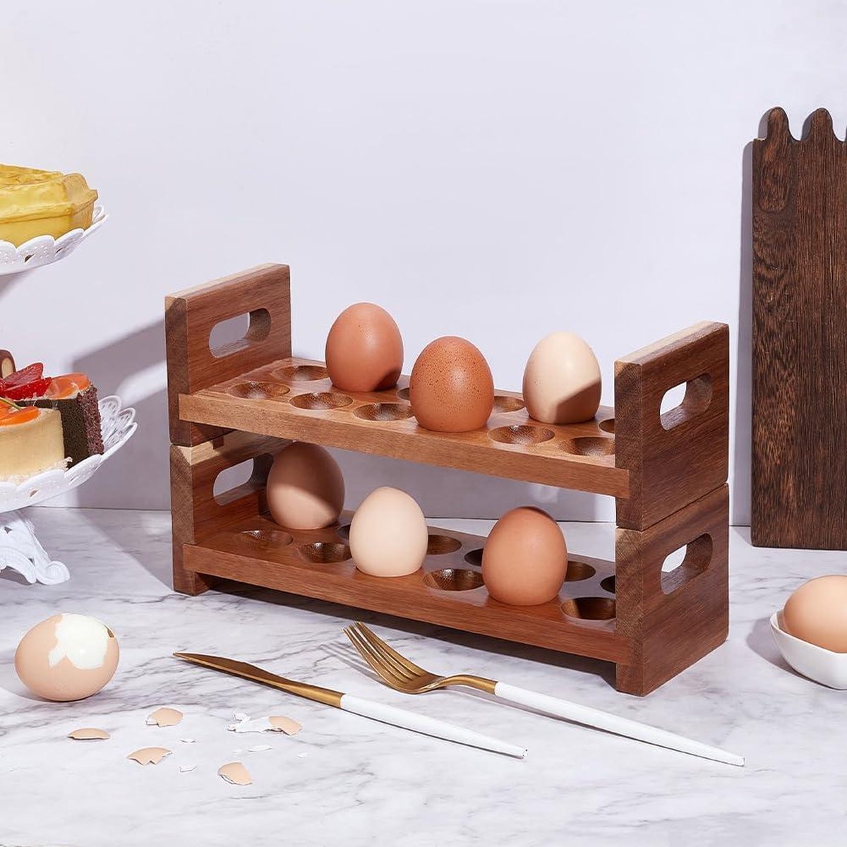 Eier Dienblad,Hartvormige Ei Display Houder Houten Eierrekje - Romantische eierschotel Eischotel voor feestgunst, Valentijnsdag, huwelijkscadeau Baok