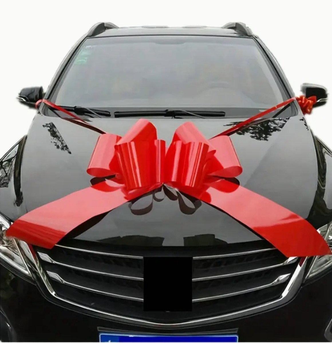 VOSSOT Grote cadeaustrik, 50 x 60 cm, grote rode strik van Eva, inclusief plakband en banden, decoratieve autostrik voor Kerstmis, bruiloft, feest, cadeau en strik voor de auto