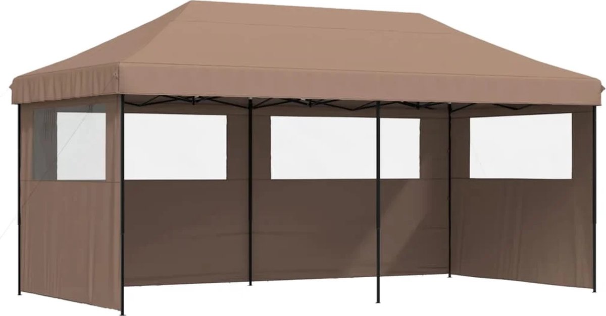 Partytent opvouwbaar - Paviljoen - 3x6 - Easy up - Waterdicht - met Zijwanden - Weerbestendig - Bruin