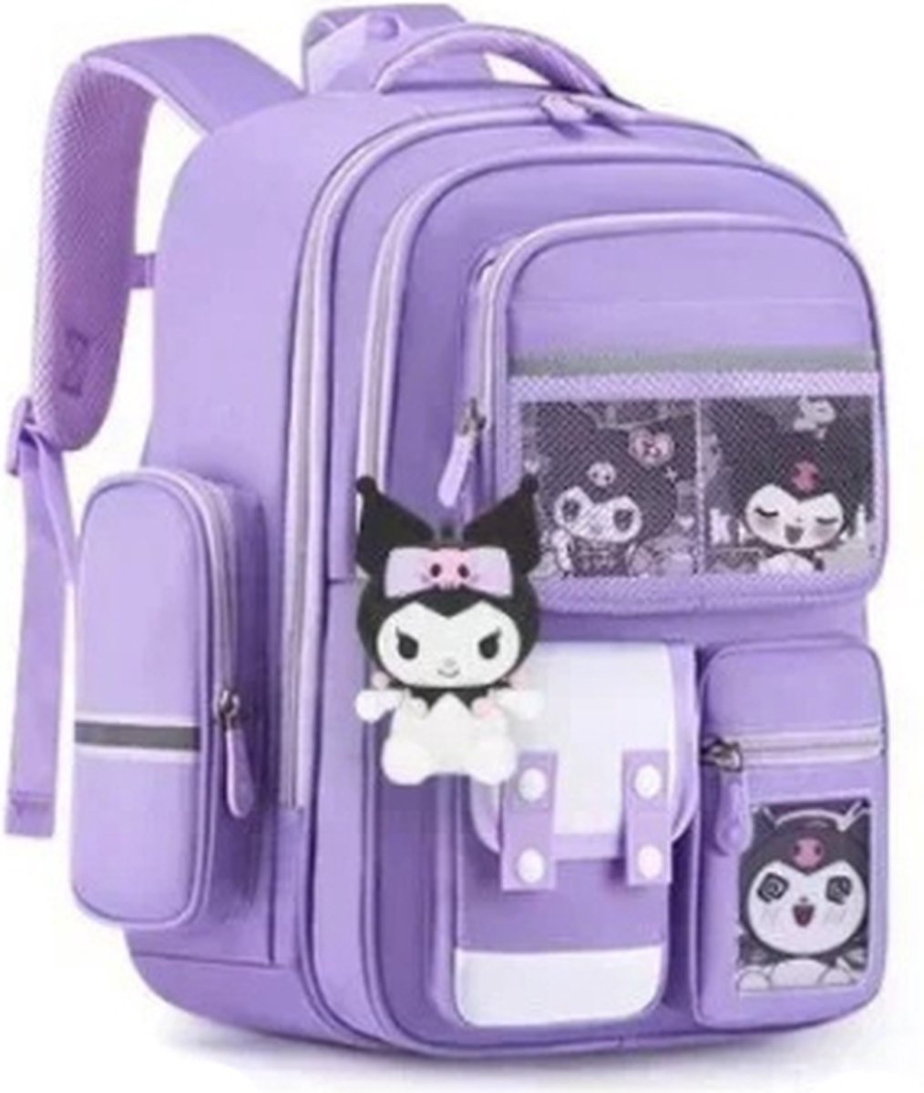 safta KUROMI - Zaino grande con ruote, compatto, rimovibile, ideale per bambini di diverse età, comodo e versatile, qualità e resistenza, 33 x 22 x 45 cm, nero/fucsia, M, Casual