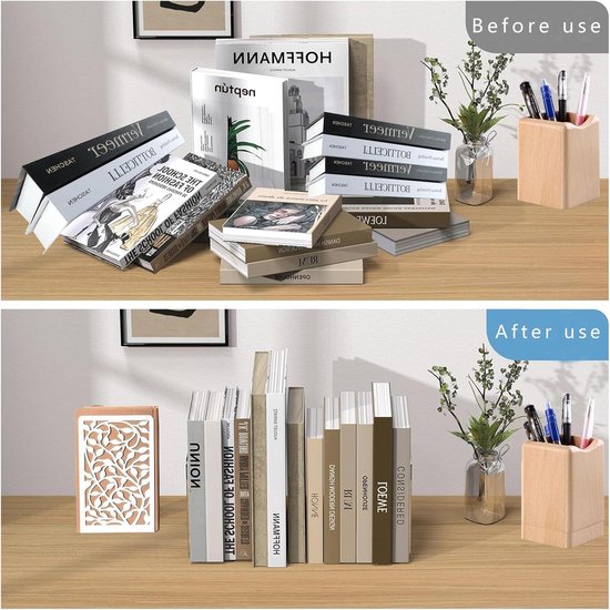 Leuke houten beer-boekensteunen, een paar antislip boekensteunen voor zware boeken voor Student Bureau Storage Kenden (Color : A pair of mixed colors