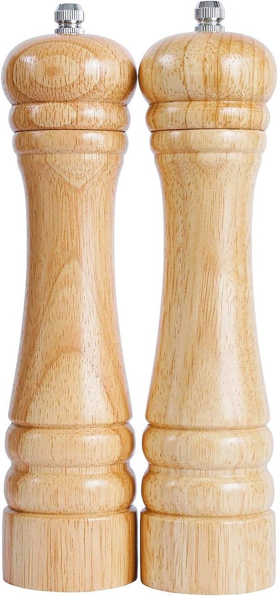 Harde Verstelbare Pepermolen Zoutmolen Keramische Molen Rubber hout 21 cm Hoogte
