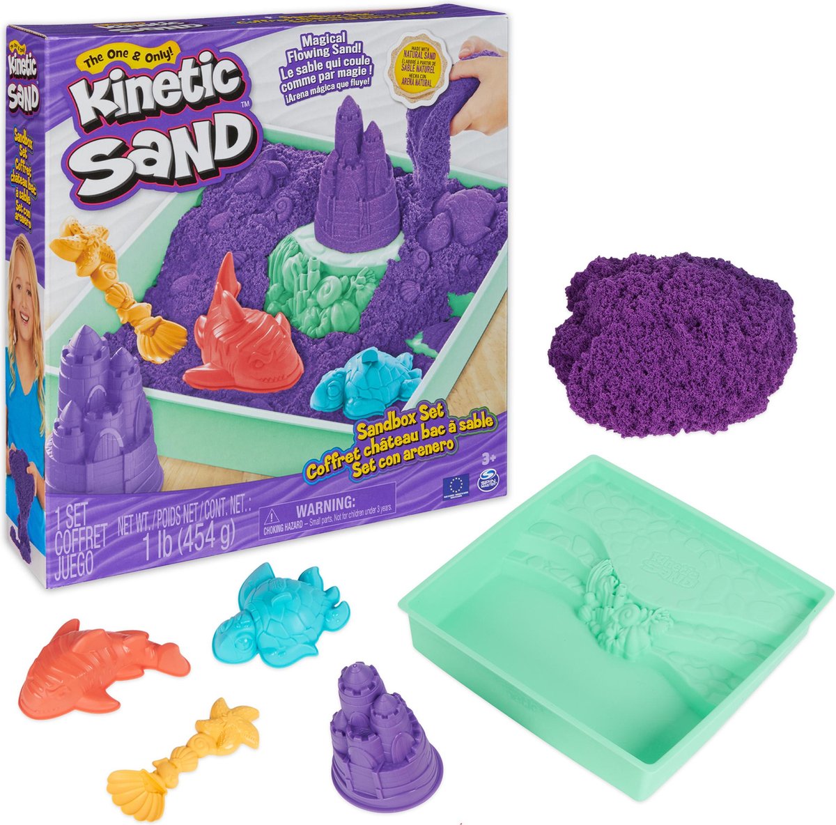 Kinetic Sand - Zandbak-set met 454 g speelzand 4 vormen en gereedschap - Sensorisch speelgoed - stijlen kunnen variëren — afbeelding 4