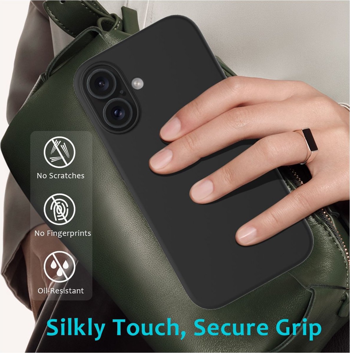 Mobigear Hoesje geschikt voor Apple iPhone 16 Siliconen Telefoonhoesje | Mobigear Rubber Touch Backcover | iPhone 16 Case | Back Cover - Zwart