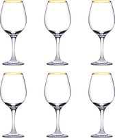 Pasabahce - Verres à cocktail ambrés Golden Touch, verres à vin avec bord doré - 365 ml - 6 pièces