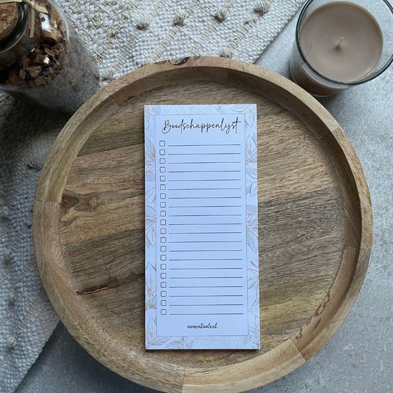 Momentuals - Liste de courses - Liste de courses - Bloc-notes - Bloc-notes pour l'épicerie - 1/3 A4 - 9,8x21cm - Collection Fleur GoldOr