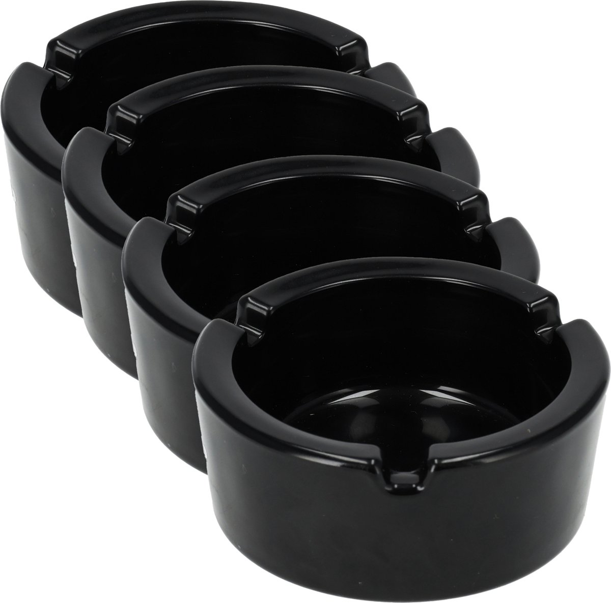 Goedkoopste Asbak Glas Rond 8.5cm | Set van 4 Zwarte Asbak voor Binnen & Buiten | Cadeau Idee