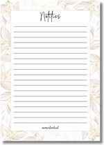 Momentuals - Bloc-notes - A5 - Bloc-notes - Bloc-notes doublé - Bloc-notes - Déchirable avec reliure adhésive - Collection Fleur GoldOr
