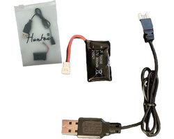 Huntex 3.7V 300Mah Lipo Batterij + USB-Oplaadkabel - Voor FQ777 FQ17WUdi U816 U830 F180 E55 Hubsan H107 Syma X11C FY530 FX 801 FX 651 - Rc Drone - Rc Vliegtuig - Rc Auto