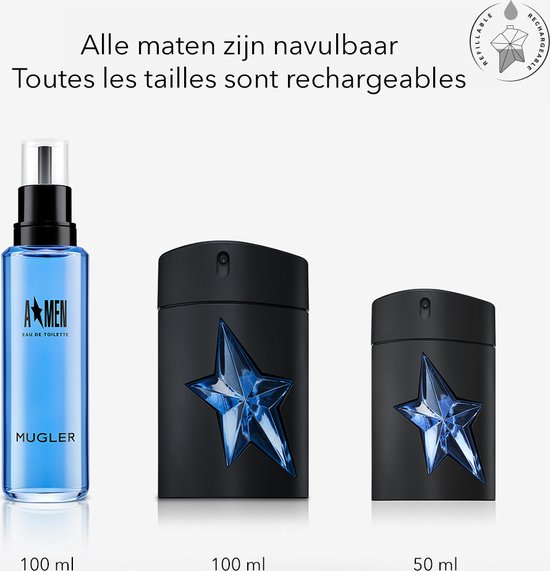 Mugler A-Men Eau de Toilette - Amber & Houtachtig Parfum - Navulbaar Parfum - 100ml