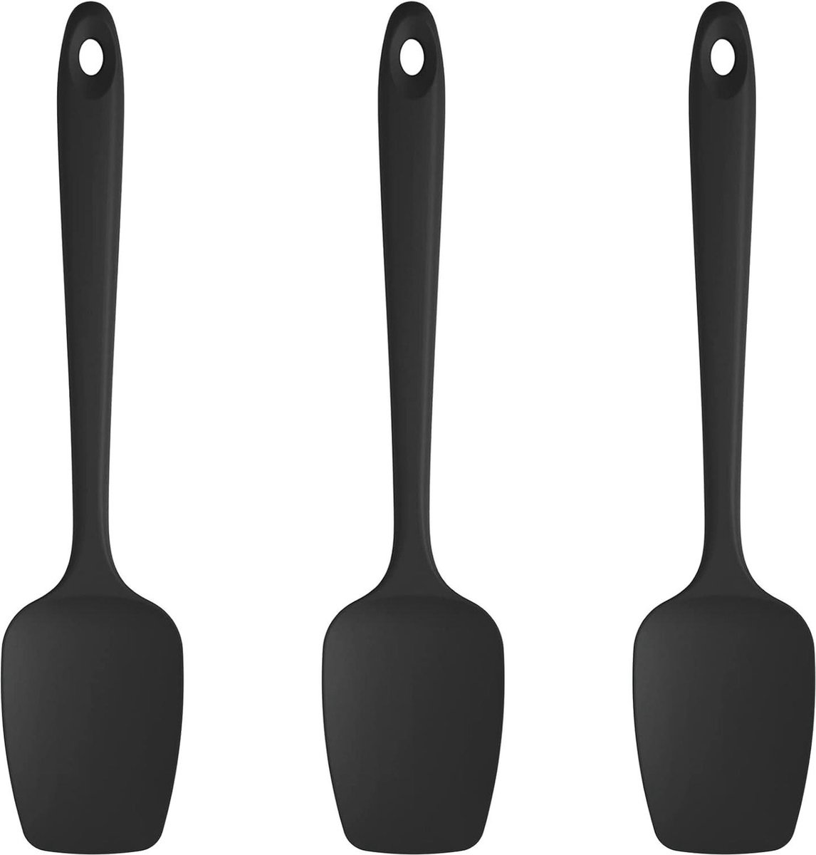 Siliconen lepel spatel set van 3 hittebestendig BPA-vrij koken bakken zwarte keukengerei
