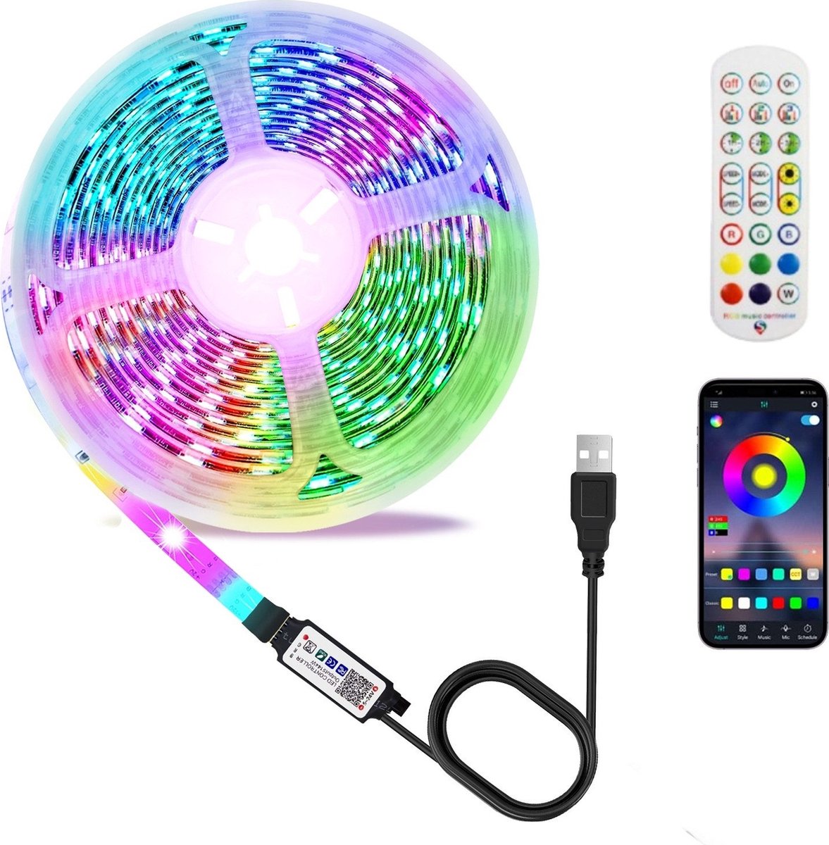 Ophy Led Strip 15M RGB LEIDENE String Lichten Met Afstandsbediening Bluetooth Led Light Strip Band Muziek Sync Dimbare Kleur Verandering