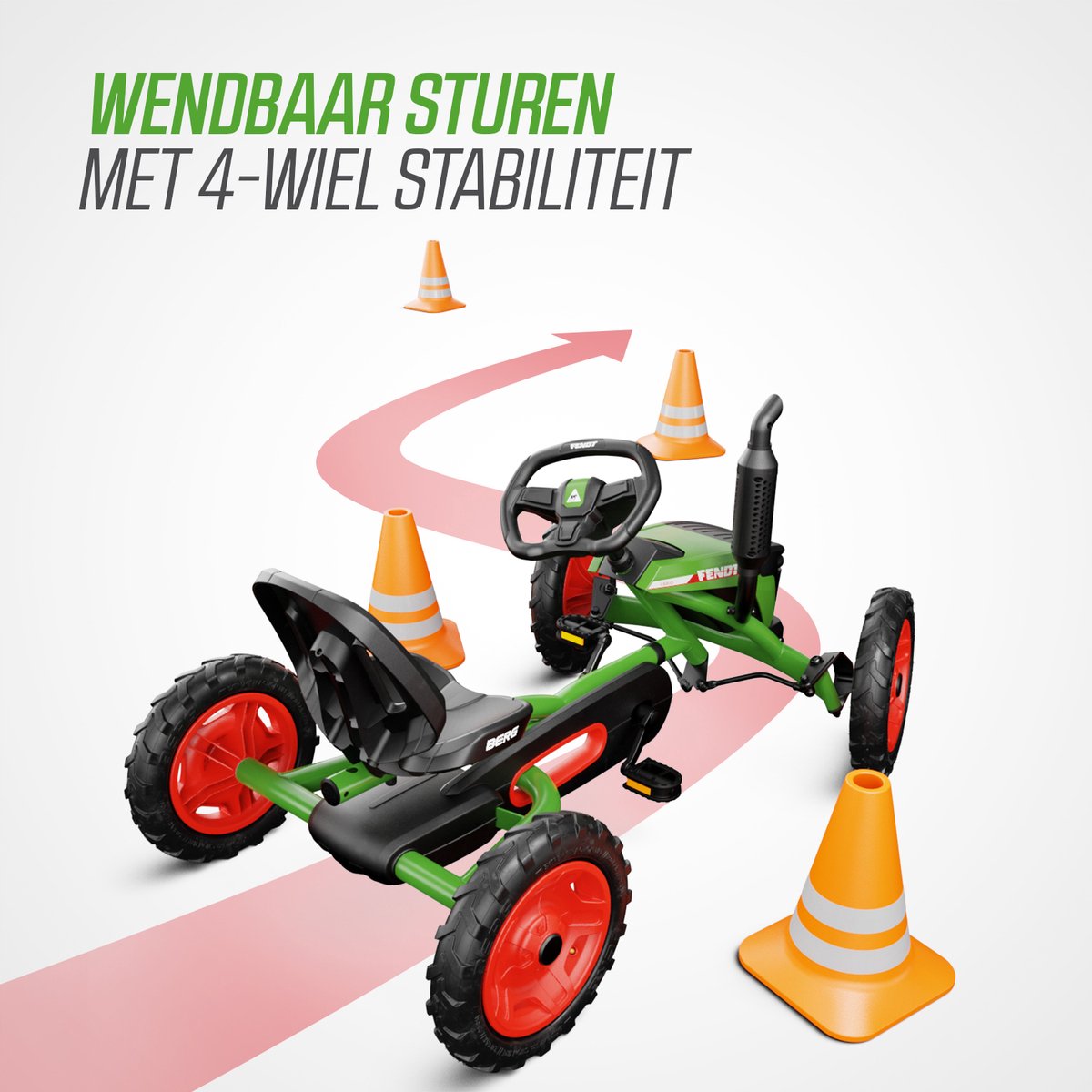 BERG Buddy Fendt® Skelter - 3+ Jaar - Verstelbare Stoel - Vrijloopautomaat - Officieel licentiemodel - Groen/Rood — afbeelding 10