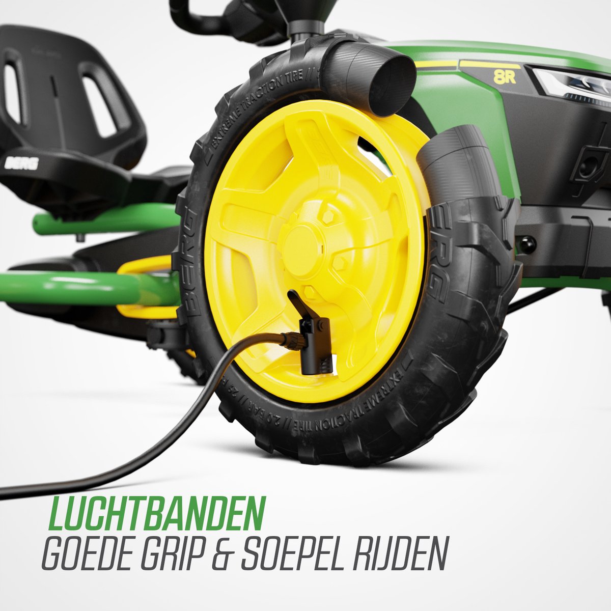 BERG Buddy John Deere® Skelter - 3+ Jaar - Verstelbare Stoel - Vrijloopautomaat - Officieel licentiemodel - Groen/Geel — afbeelding 8