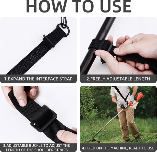 Bosmaaier Harnas - Verstelbaar - Duurzaam - Draagharnas - Nylon Riemaccessoire - Universeel - Harnas - Schouder Riemen - Harnas - Accessoires Voor Grasmaaiers - Weed Eater Strap - Zwart - Voor Bosmaaier Gras Trimmer van Bosma — afbeelding 4