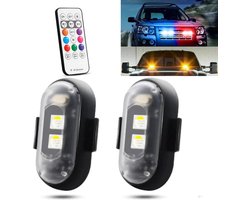 Professionele Noodverlichting - Zwaailampen voor Werkverkeer - 60 Branduren op Accu - 8 Kleuren - 10 Modes - Flitspatronen - Knipperlampen - Waarschuwingslampen - Knipperend Gevaar - Noodverlichting - Knipperlichten - 2 Stuks - Zwart - 2-PACK