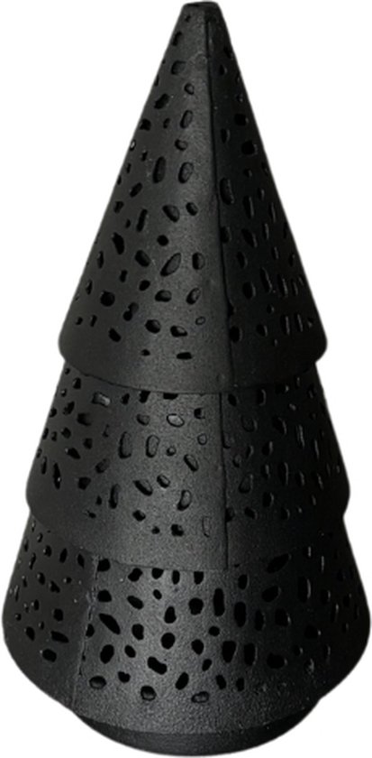 STILL - Kerstboom - Theelichthouder - Waxinelichthouder - Kerst - Ijzer - Zwart - 15x8 cm